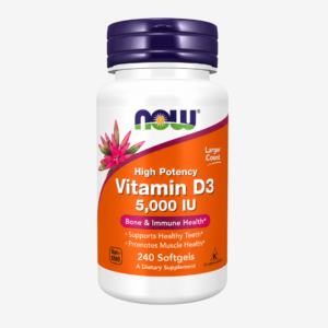 Now Vitamin D3 (Cholecalciferol) 5000IU  120 Softgel for Strong Bones & Immunity