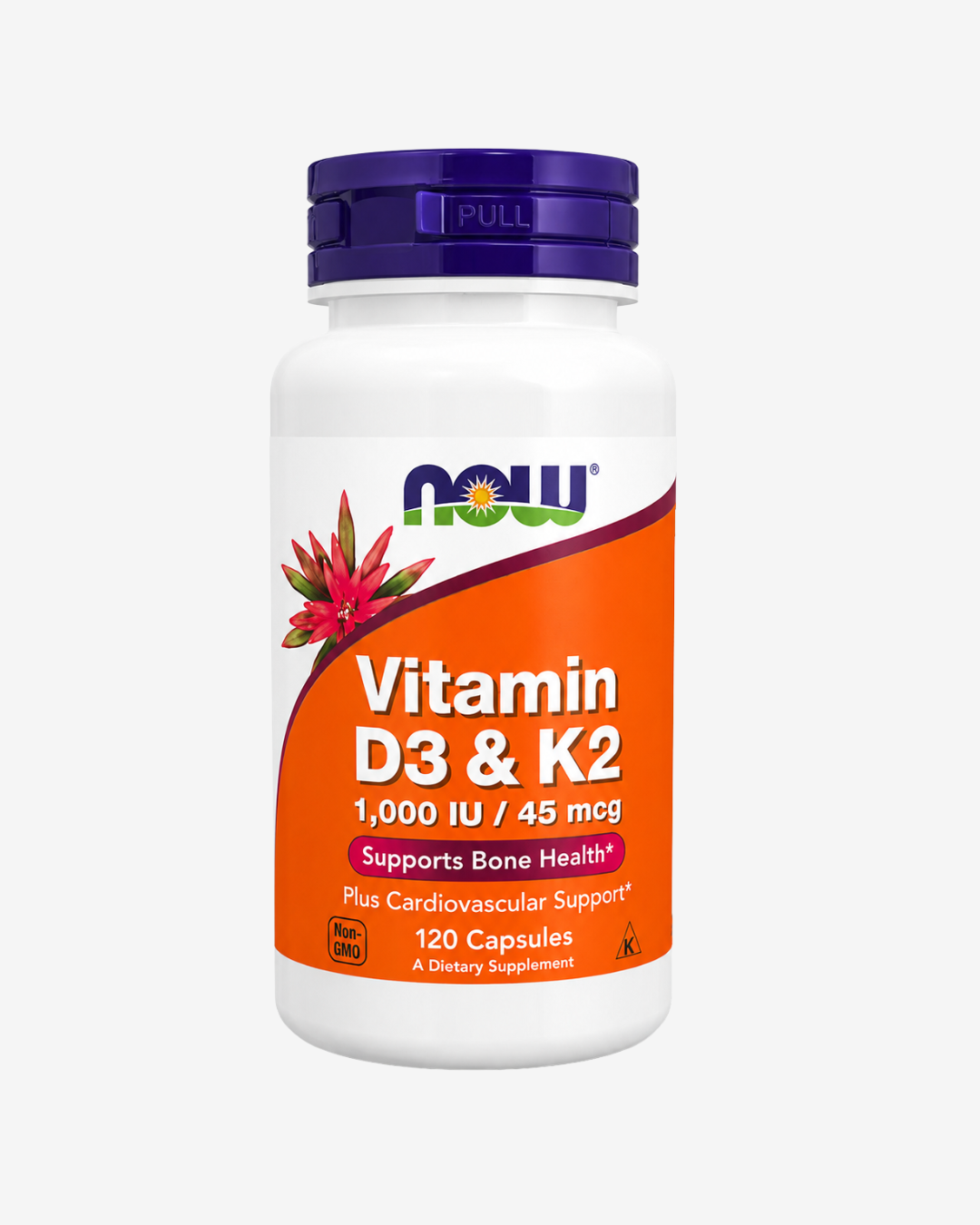 Now Foods Vitamin D3 (1000 IU) & K2 (45mcg) 120 Capsule for Bone & Heart Health