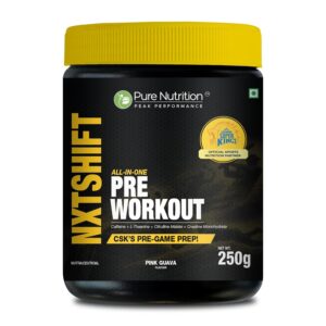 Pure Nutrition Pre Workout Powder – 250g | Energy & Endurance | Pink Guava Flavor