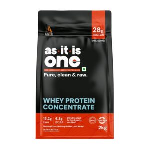 AS-IT-IS ONE Whey Protein Concentrate I Pure, Clean & Raw I 28g Protein per Serve, Unflavoured 2kg |Labdoor & Trustified Certified