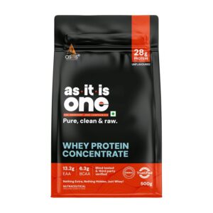 AS-IT-IS One Whey Protein Concentrate – 500g | 28g Protein | Unflavoured | Labdoor Certified