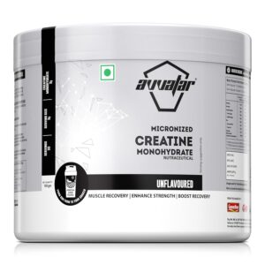 AVVATAR Micronized Creatine Monohydrate Powder (100 G,33 Servings)|Unflavoured|Muscle Recovery|Enhance Strength|Boost Recovery,1 Count