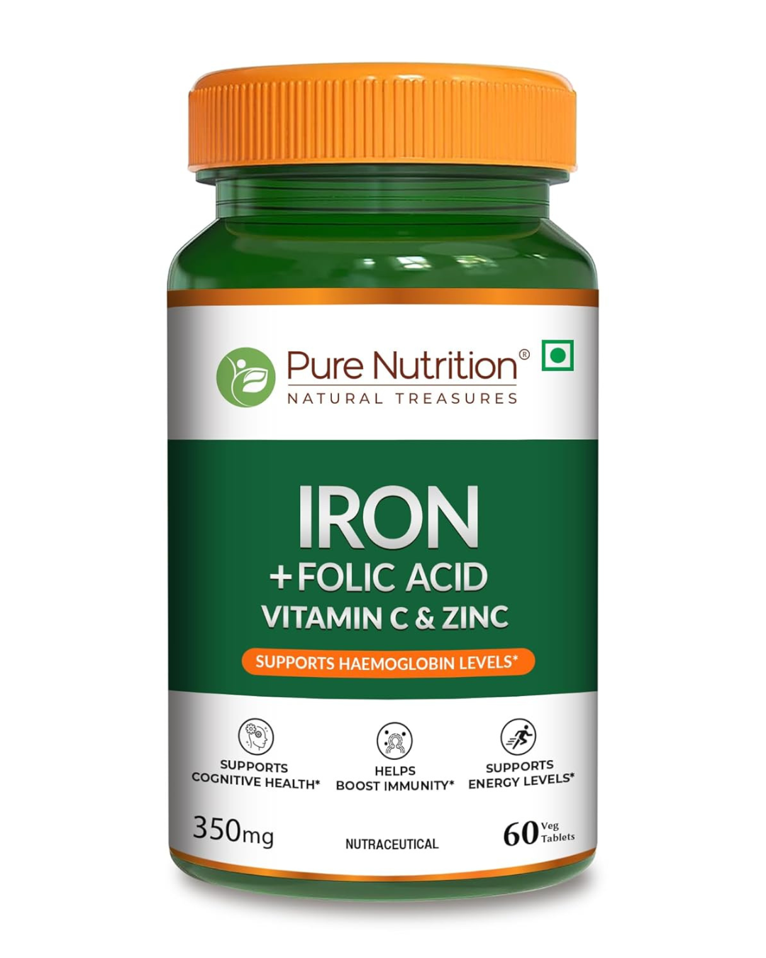 Pure Nutrition Iron with Folic Acid, Vitamin C & Zinc Tablet
