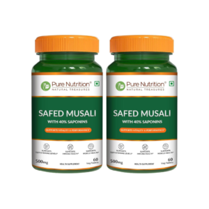 Pure Nutrition Safed Musali 500mg (60 Veg Tablets) | Strength, Stamina & Energy Support